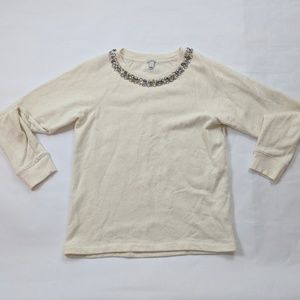J. Crew Embellished Rhinestone Collar Sweatshirt